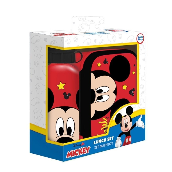Σετ Φαγητού Disney Mickey Mouse Φαγητοδοχείο 800ml-Παγούρι Αλουμινίου 500ml